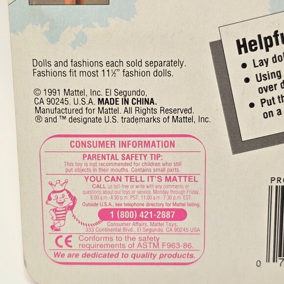 VTG Barbie Fashion Avenue Outfit 2934 Pink & Blue Scarf Dress MOC 1991 Mattel - Picture 4 of 4